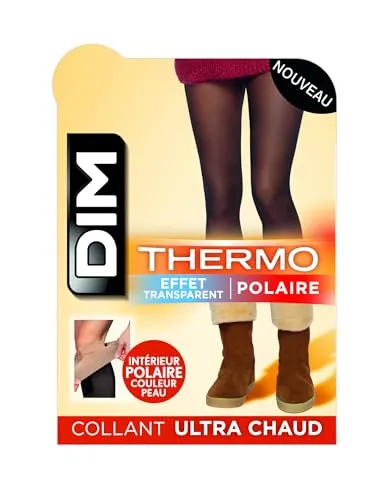Dim Damen Strumpfhose Thermo Ultra Warm Fleece und Transparent-Effekt 80D x1 Schwarz L-XL