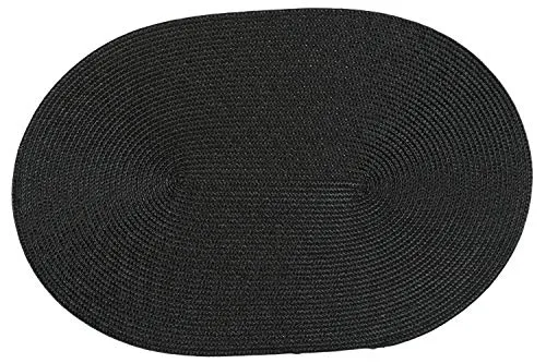 Haus und Deko Platzset Polypro oval ca. 45 x 30 cm Schwarz Platzdeckchen Tischset geflochtene Bast-Optik