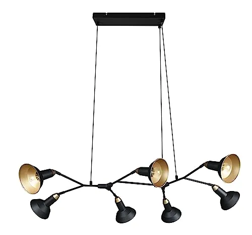 Trio Leuchten Pendelleuchte Roxie 311900732, Metall Schwarz matt/goldfarbig, exkl. 7x E14