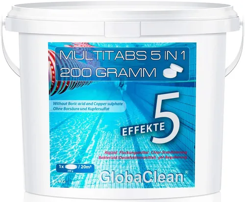 Pool Multitabs 5 in 1 - 200g - Pool Chlor - Chlortabletten für Pool - 5 kg