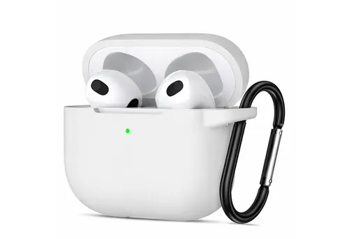 CoolGadget Kopfhörer-Schutzhülle Basic Silikon Hülle für AirPods 3 Schutzhülle mit Karabiner, Soft Touch Case, stoßfest, rutschfest, 360° Schutz, kabellos ladbar