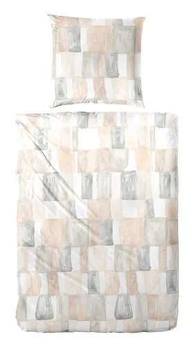 Primera Perkal-Bettwäsche Watercolor Check, beige von Primera