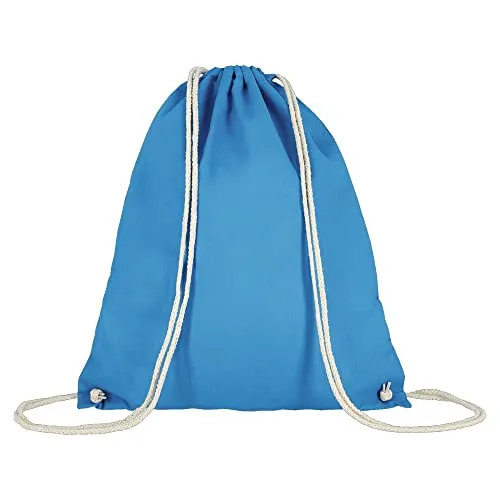 Veproli Baumwoll Turnbeutel Sportbeutel Zuziehbeutel Gymsack Sack Jute Schule Rucksack (Hellblau)