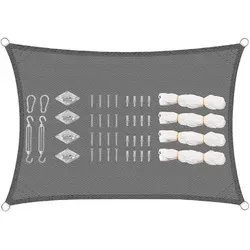 Woltu Sonnensegel, (1-tlg), aus HDPE Durchlässig UV Schutz quadratisch grau Rechteck | 200 cm x 0 cm x 400 cm