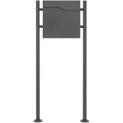 Ml-design Briefkasten mit Zeitungsfach, anthrazit, inkl. Ständer - Eleganter Briefkastenständer aus pulverbeschichtetem Edelstahl, wetterfest und langlebig. Inklusive 6 Bodenankern für einfache Montage. Ideal für die sichere Aufbewahrung Ihrer Post und Zeitungen.