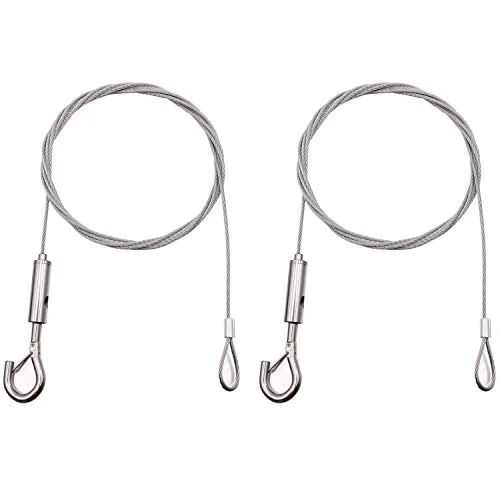 Stück Drahtseil 2mm - 2m, Stahlseil mit Ösen und Haken, Edelstahl Spannseil Seilspanngarnitur, Gardinenseil Gardinen Seilsystem, Max 40kg 2