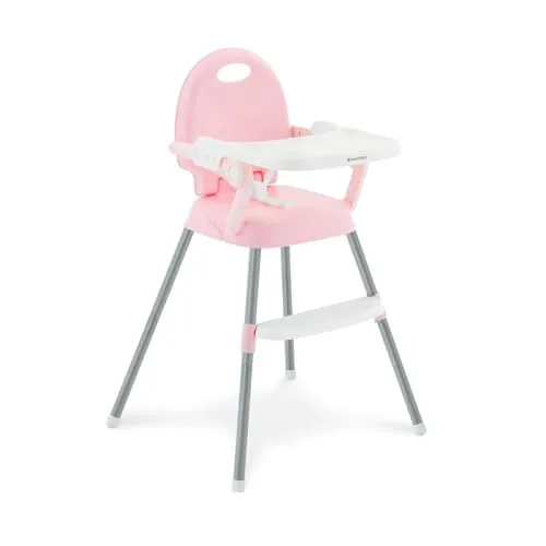 KikkaBoo Spoony, Hochstuhl Baby – Höhenverstellbar, Klappbar, Evolutiv, 3in1 Kindersitz bis 36 Monate mit Abnehmbarem Tablett, Kinderhochstuhl, Rosa