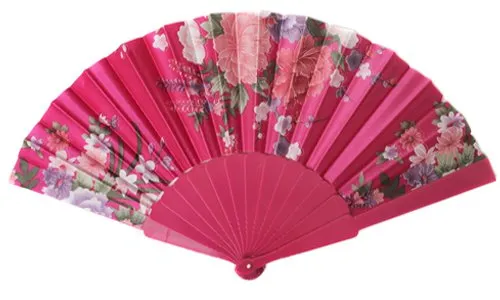 Yudu Fächer Handfächer Lichteffekte eleganten Farbton Motive (schwarz) (himbeerrot)