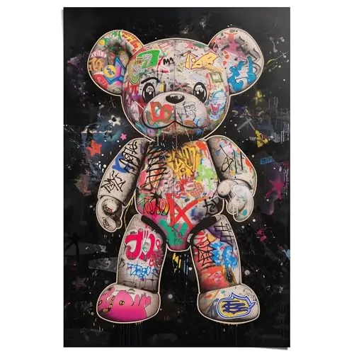 REINDERS Poster, Graffiti-Bär, Kinderzimmer, Poster, Wanddeko, Room Decor, 150 gr. glänzend Bilderdruckpapier, Mehrfarbig, 91,5x61cm