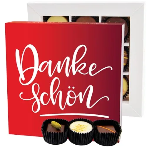 Hallingers Genuss Manufaktur Pralinen Geschenk Dank – ohne Alkohol, handgemacht aus Premium Edelkakao, edle Geschenkbox 