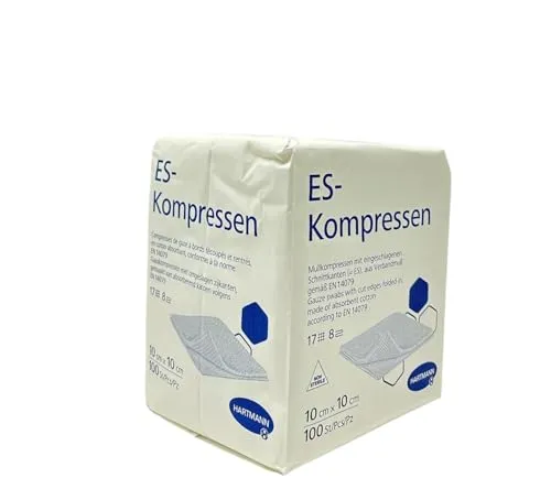 Hartmann ES Mullkompressen, unsteril, 10 x 10 cm, 17-fädig, 8-fach, Art. 4078254 (1 x 100 Stück)