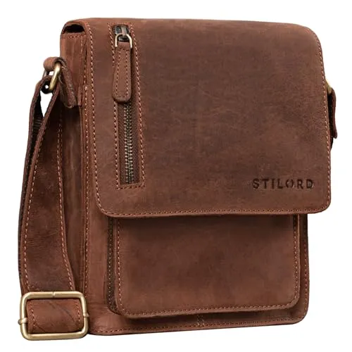 STILORD Herren-Umhängetasche 'Finn' - Vintage Schultertasche aus echtem Büffel-Leder - Herren-Schultertaschen mit praktischem Design: Diese stilvolle Umhängetasche aus echtem Büffel-Leder bietet Platz für Tablets bis 8,4 Zoll und ist der ideale Begleiter für den modernen Mann.