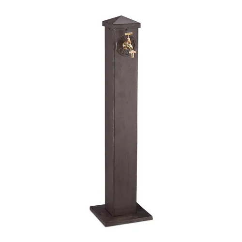 Relaxdays Wasserzapfsäule - Antiker Garten Standbrunnen mit Wasserhahn, 91 cm hoch, ideal für Gießkanne und nostalgisches Flair