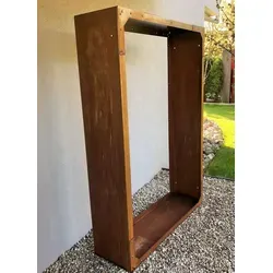 Kaminholzregal Cortenstahl Brennholzregal aussen 170x60x35 cm Metall Holzregal Edelrost Gartenregal - Braun