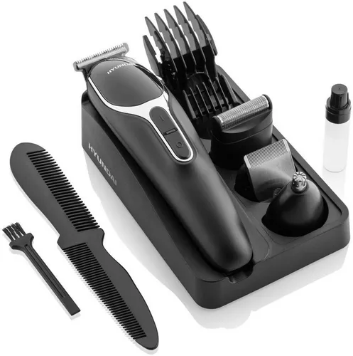 Hyundai Haar- und Bartschneider HC800 - Bartschneider mit scharfer Edelstahlklinge für glatte Rasur, 10 Längeneinstellungen und bis zu 60 Minuten Akkulaufzeit – ideal für präzises Trimmen und Styling.