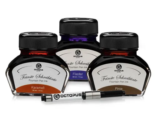 OCTOPUS Fluids 3 x 30 ml Octopus Schreibtinte mit Tinten-Konverter Tintenglas