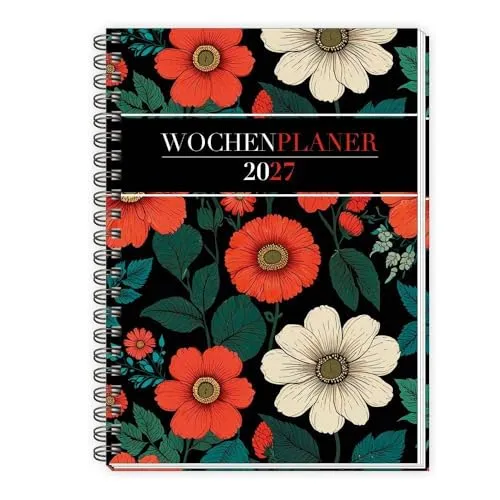 Trötsch Wochenplaner A5 mit Wire-O Blumen 2027: Taschenkalender