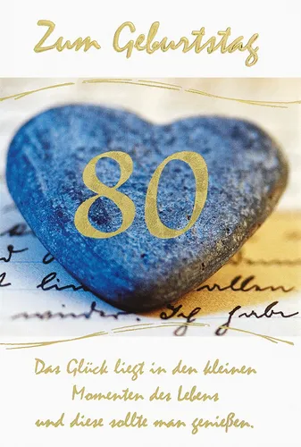 80. Geburtstag - Glückwunschkarte im Format 11,5 x 17 cm mit Briefumschlag