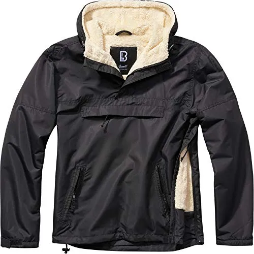 Brandit Sherpa Windbreaker Schwarz Größe S - Funktionsjacke mit warmem Teddyfell-Futter, wind- und wasserabweisend, ideal für Outdoor-Aktivitäten.
