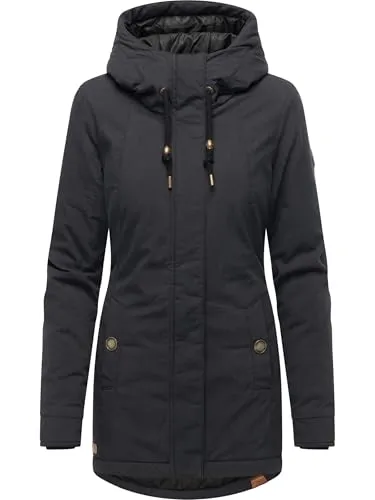 Ragwear Damen Winterparka warme Winterjacke mit Kapuze Monadena Parka YOUMODO Black Gr. 4XL