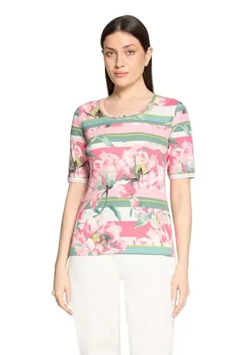 Betty Barclay Damen Basic Shirt mit Rippenstruktur 44, Rosé/Cream