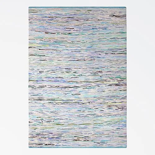 MY-RUG Handgewebter Flickenteppich aus Baumwolle | Fleckerlteppich in Handarbeit gewebt | Boho Teppich | bunter Kinderteppich, weich & strapazierfähig | Baumwollteppich | Blau Grün, eckig 140 x 200 cm