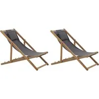 Beliani Gartenliege Set Grau mit Holzgestell von Beliani