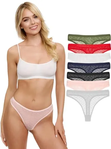 Tazzio Damen String 7er-Pack Tanga Unterhose Slip Unterwäsche Pantys Mehrpack F918 (Mix Farben, M)