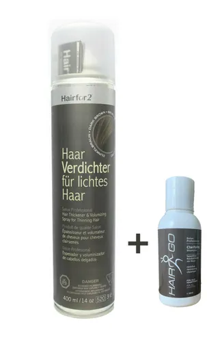 Hairfor2 Original Dunkelbraun 400ml + HAIR GO Shampo entfernt Haarverdichter