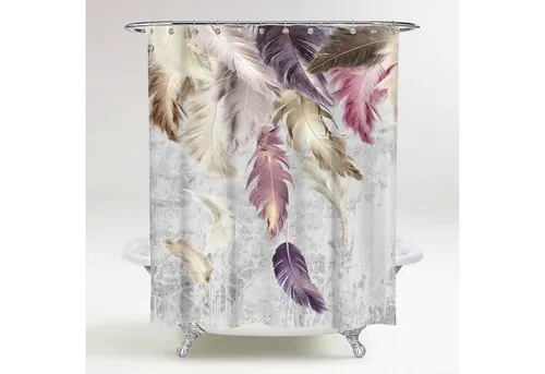 Sanilo Duschvorhang Federn 180 x 200 cm - Duschvorhang mit Federn-Motiv, 100% wasserdicht und mit Anti-Schimmel-Effekt, ideal für ein stilvolles Badezimmer.