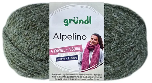 Gründl 100 Gramm Gründl Alpelino 08 tanne-meliert Häkelwolle