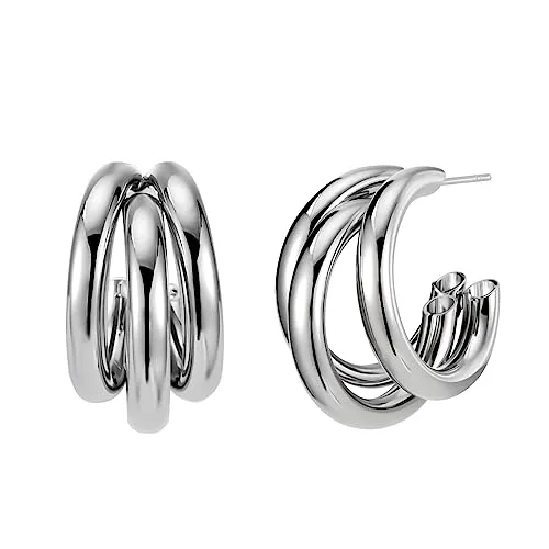 Emibele Klaue Ohrringe - 14 Karat Vergoldete Mit 925 Silber Nadel, Kreative Krallenförmige Ohrstecker Für Damen, Hängend, Trendige Minimalistische Mit Drei Krappen, Silber