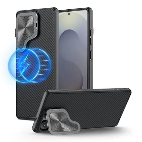 Nillkin für Samsung Galaxy S25 Ultra Hülle mit Kameraschutz, [Kompatibel mit MagSafe] Dünn Magnetische Handyhülle,Rutschsicher Schutzhülle mit Kickstand Ständer, Schwarz