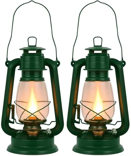 Petroleumlampe Öllampe Outdoor 2er Set – Sturmlaterne nostalgisch Grün 250ml Tank 10–14h Brenndauer – robuste Kaltluftlaterne mit feuerfestem Glas für Camping Garten Notfall Beleuchtung