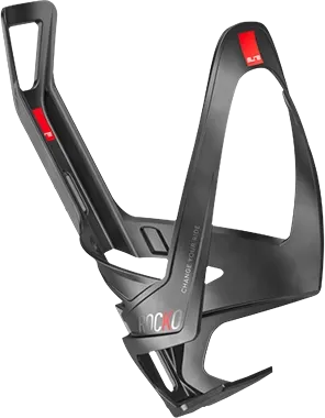 Elite Unisex – Rocko Trinkflaschenhalter, schwarz matt/rot - Flaschenhalter aus kohlenstoffverstärktem Verbundwerkstoff, extrem leicht und ideal für schräge oder kleine Rahmen – einfaches Einsetzen und Entfernen der Flasche.