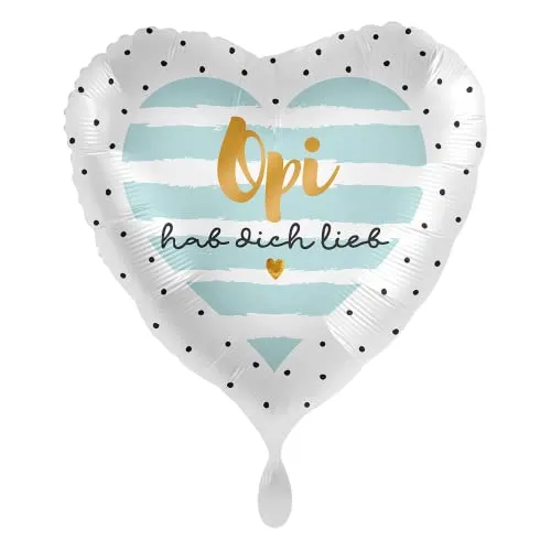 Party Factory Folienballon Opi hab dich lieb 43cm, Herzballon, Heliumballon, Luftballon zum Geburtstag, Party