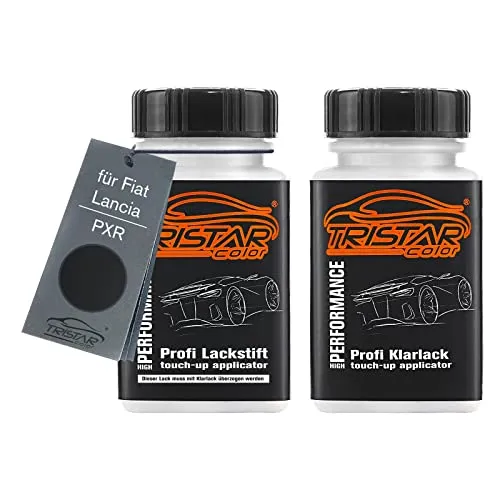 TRISTARcolor Autolack Lackstift Set für Fiat/Lancia PXR Brilliant Black Metallic/Midnight Black Metallic Basislack Klarlack je 50ml