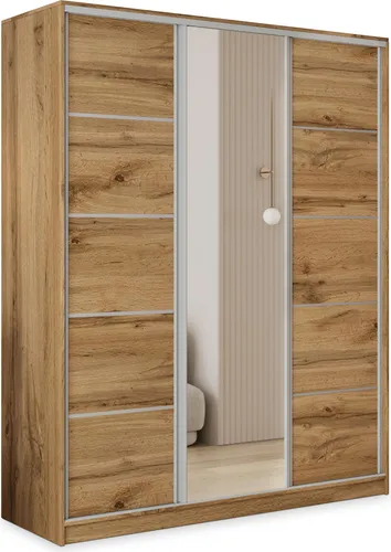 Masseno Schiebetürenschrank PINA 150 cm – Eleganter Kleiderschrank mit Spiegel - Moderner Schiebetürenschrank PINA 150 cm für optimalen Stauraum und ästhetisches Design. Mit 4 Schubladen und großem Spiegel – für mehr Licht und Raumgefühl in Ihrem Schlafzimmer.