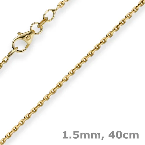 1,5mm Kette Collier Ankerkette Halskette, 585 Gold Gelbgold, 40cm Unisex