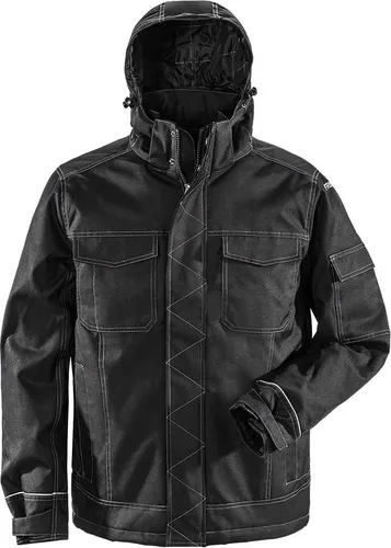 Fristads Winterjacke High Vis Kl. 3 4794 Th - Robuste, winddichte und wasserabweisende Winterjacke mit Steppfutter für optimalen Tragekomfort. Mit abnehmbarer Kapuze und reflektierenden Elementen für bessere Sichtbarkeit bei jedem Wetter.
