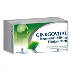 Heumann GINKGOVITAL 240 mg Filmtabletten – 80 St - Arzneimittel zur Unterstützung der Gedächtnisleistung, rezeptfrei erhältlich und ideal für die Förderung der geistigen Gesundheit.