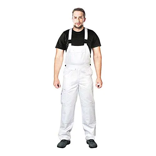 Leber & Hollman Herren Arbeits-Latzhose LH-Bister, 65 % Polyester 35 % Baumwolle 270 g/m2, mit Taschen für Knieschoner, elastischer Gummibund und regulierbare Y-Hosenträger