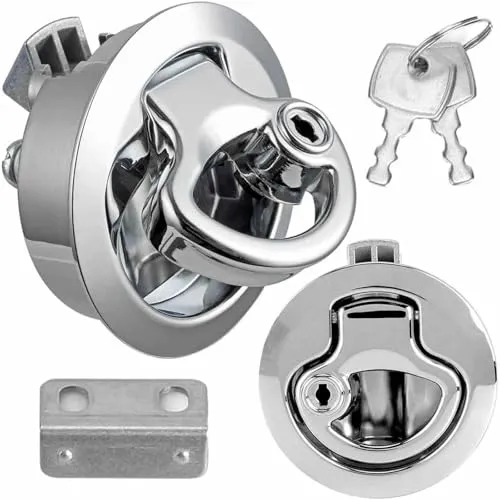Pull Lock Möbelschlosser,Tianher Möbelgriff Schloss Zinklegierung rund Mit Schlüssel für Yacht Trailer Camper Deck Hatch Türschrank