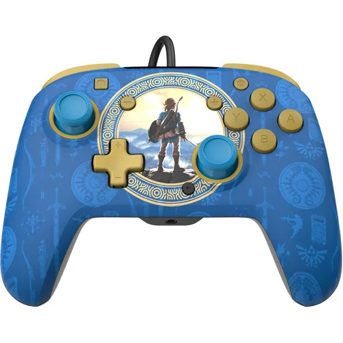 PDP Rematch Wired Controller (Nintendo Switch) - Hyrule Blue - Gaming-Zubehör mit überragendem Komfort und Anpassungsoptionen. Der Controller bietet präzise Steuerung dank lasergravierter Texturen und ein 3 Meter langes USB-C-Kabel für maximale Bewegungsfreiheit.
