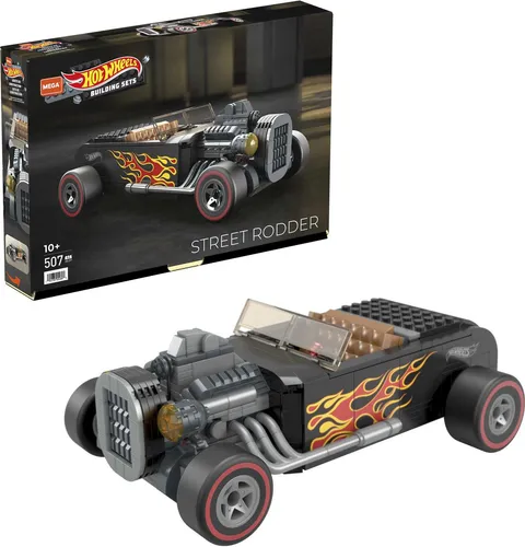 Mega Construx Hot Wheels Street Rodder - 507 teiliges Bauset - Konstruktionsspielzeug für kreative Köpfe, 507 Teile für unendlichen Spielspaß und Kompatibilität mit MEGA und LEGO.