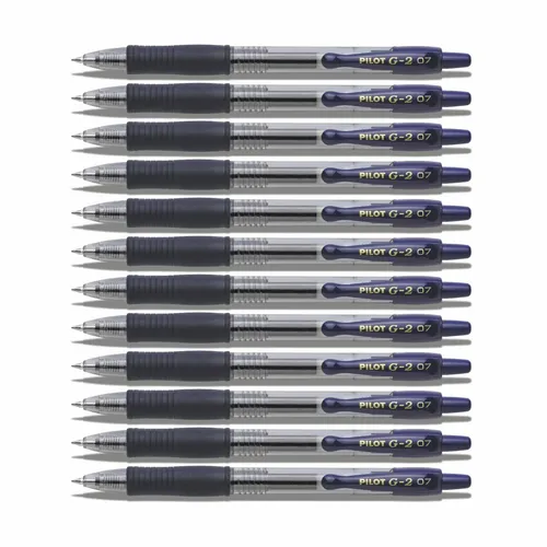 Pilot G2-07 Gelschreiber blauschwarz - 12er-Set - Gelschreiber mit Druckmechanik und Clip, ideal für präzises Schreiben in Blauschwarz, perfekt für Schule und Büro, 0,4 mm Strichstärke, im praktischen 12er-Set.