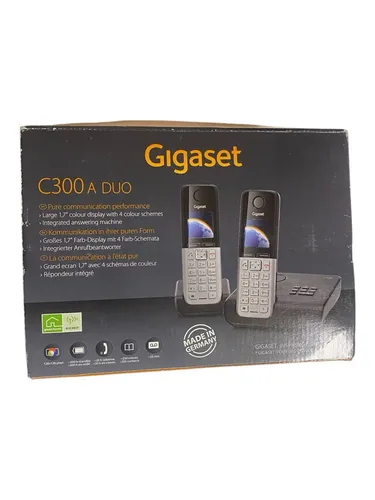 Siemens Gigaset C300A Duo 2 Schnurlostelefon Anrufbeantworter Silber / Schwarz