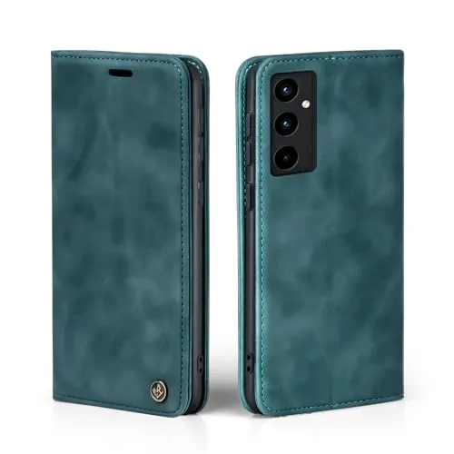 LBH Handyhülle für Samsung Galaxy A35 5G in Petrol Blau mit Karten- und Geldfach Smartphone Hülle mit Standfunktion Flip Case Schutzhülle Magnetverschluss Vintage