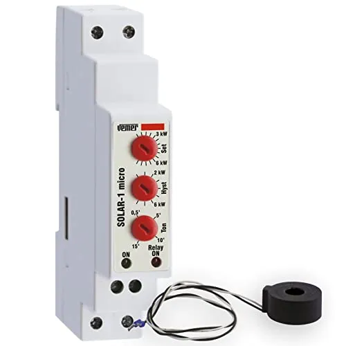 VEMER VE793900 SOLAR-1 Micro - Laststeuergerät, Werkzeug zur Maximierung des direkten Energieverbrauchs, hergestellt durch Solarmodule von Photovoltaikanlagen, 1 Relais, Montage DIN-Hutschiene