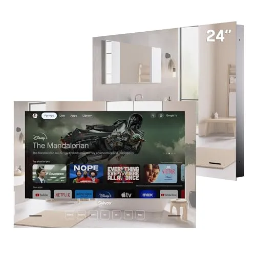 SYLVOX Spiegel Fernseher 24 Zoll, IP65 Wasserdicht von SYLVOX